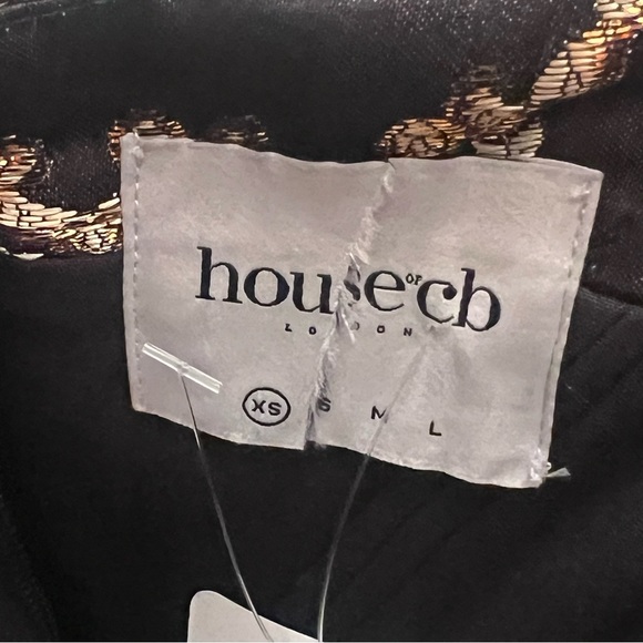 House of CB Isabella Brocade Black Multicolor Bustier Puff Sleeves XS - Picture 7 of 15